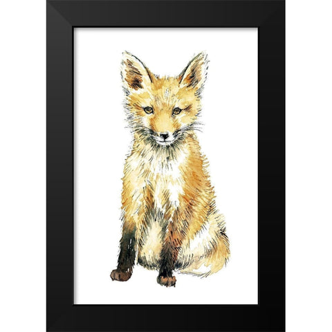 Baby Fox Black Modern Wood Framed Art Print by Markelova, Elena
