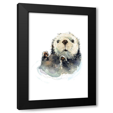 Baby Otter Black Modern Wood Framed Art Print by Markelova, Elena