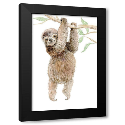 Baby Sloth Black Modern Wood Framed Art Print by Markelova, Elena