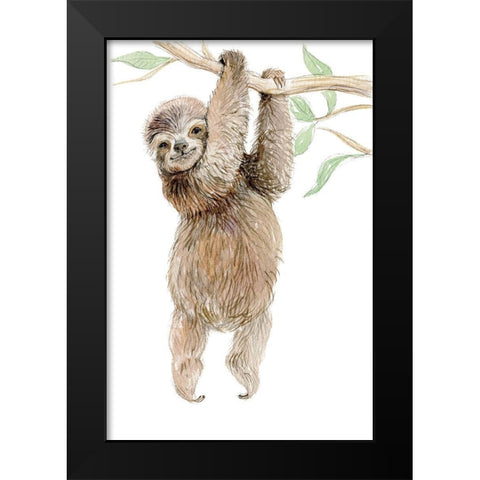Baby Sloth Black Modern Wood Framed Art Print by Markelova, Elena