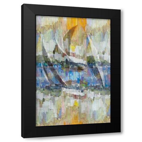 Abstract Sails Black Modern Wood Framed Art Print with Double Matting by Wiley, Marta G.