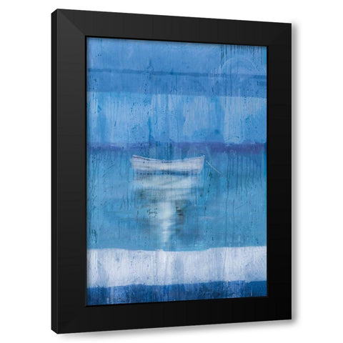 Blue Boat Black Modern Wood Framed Art Print with Double Matting by Wiley, Marta G.