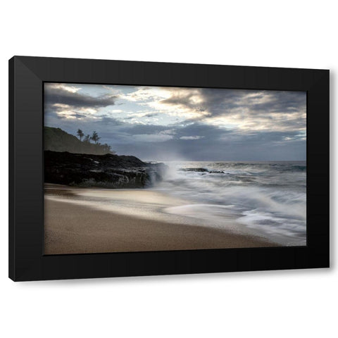 Secret Beach Black Modern Wood Framed Art Print by Burt, D.
