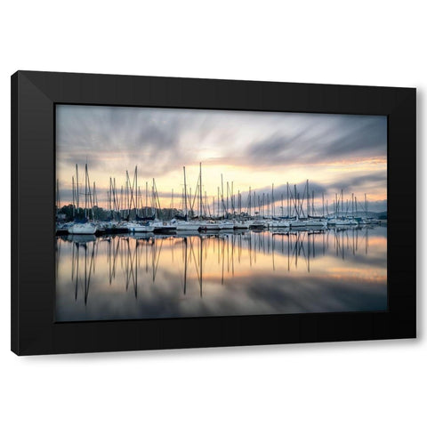 Sailors Sunrise Black Modern Wood Framed Art Print with Double Matting by Burt, D.