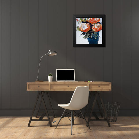 A Pot Of Blooms Black Modern Wood Framed Art Print by Fitzsimmons, A.