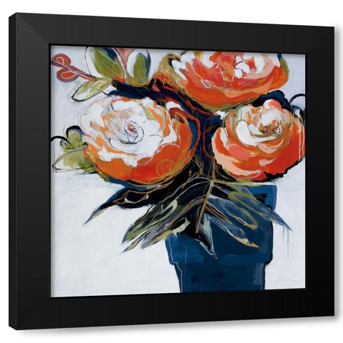 A Pot Of Blooms Black Modern Wood Framed Art Print by Fitzsimmons, A.