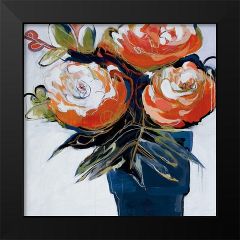 A Pot Of Blooms Black Modern Wood Framed Art Print by Fitzsimmons, A.