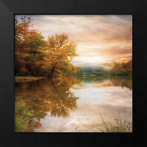 Fallen Leaves Black Modern Wood Framed Art Print by Celebrate Life Gallery