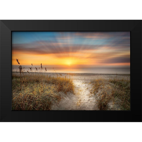 Sandy Walk At The Dunes Black Modern Wood Framed Art Print by Celebrate Life Gallery