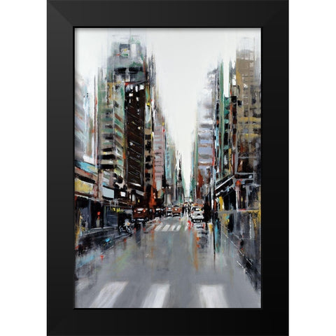 Bustling City Black Modern Wood Framed Art Print by Kadmiri, Aziz