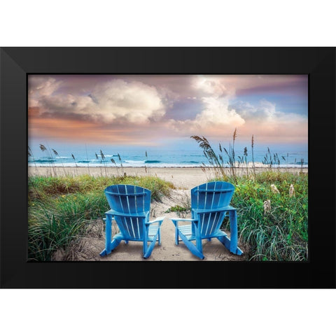 Shore Seats Black Modern Wood Framed Art Print by Celebrate Life Gallery