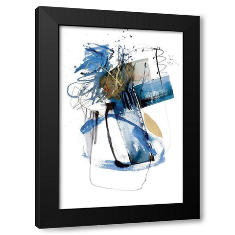 Blue Buzz II Black Modern Wood Framed Art Print by Barnes, Natasha