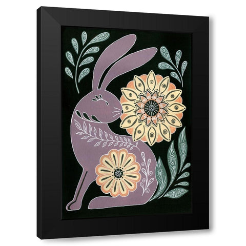 Nordic Folk Bunny Black Modern Wood Framed Art Print with Double Matting by St. Amant, Yvette