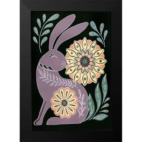 Nordic Folk Bunny Black Modern Wood Framed Art Print by St. Amant, Yvette