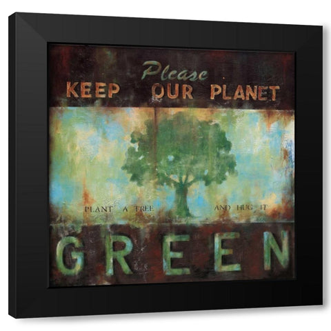 Green Planet Black Modern Wood Framed Art Print by Pasion, Wani