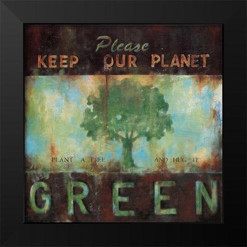 Green Planet Black Modern Wood Framed Art Print by Pasion, Wani
