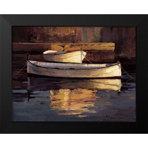 Barcas al Atardecer Black Modern Wood Framed Art Print by Romeu, Poch