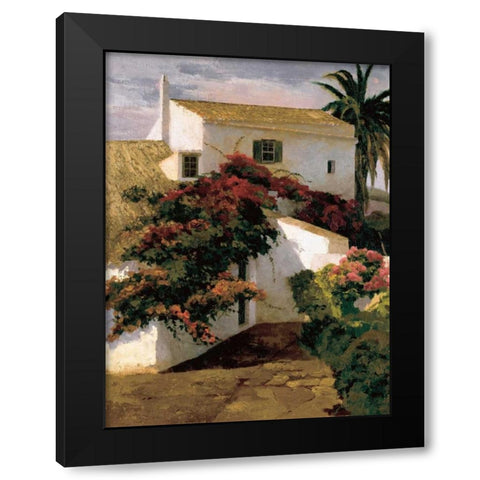 Courtyard Blossoms Black Modern Wood Framed Art Print with Double Matting by Romeu, Poch