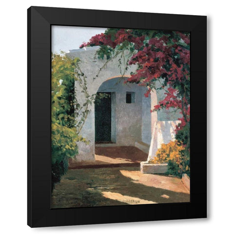 Porch Daylight Black Modern Wood Framed Art Print by Romeu, Poch