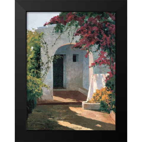 Porch Daylight Black Modern Wood Framed Art Print by Romeu, Poch