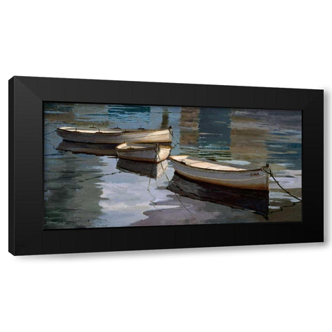El Descanso de las Tres Barcas Black Modern Wood Framed Art Print with Double Matting by Romeu, Poch