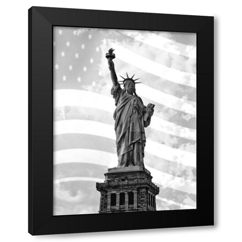 Liberty Flag Black Modern Wood Framed Art Print with Double Matting by Roffman, Richard
