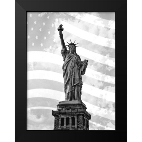 Liberty Flag Black Modern Wood Framed Art Print by Roffman, Richard