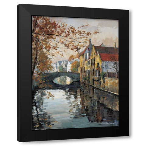 Brugge Reflections Black Modern Wood Framed Art Print by Schaar, Robert