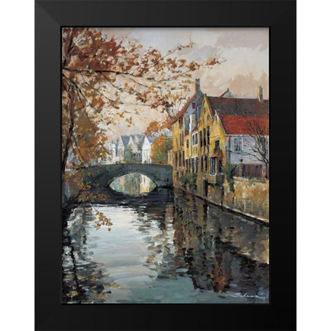 Brugge Reflections Black Modern Wood Framed Art Print by Schaar, Robert