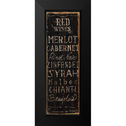 Red Wines Black Modern Wood Framed Art Print by Sanchez, Luis