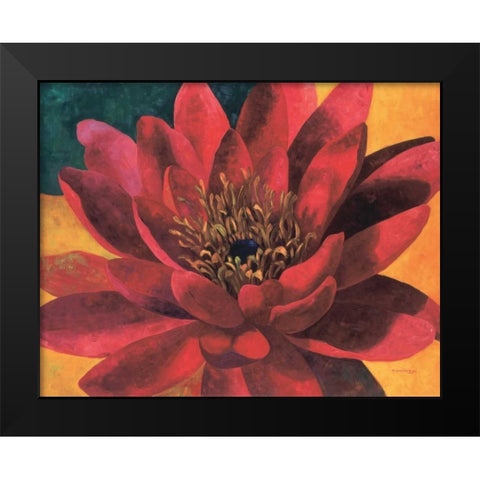 Red Water Lily Black Modern Wood Framed Art Print by Torrontegui, Maria