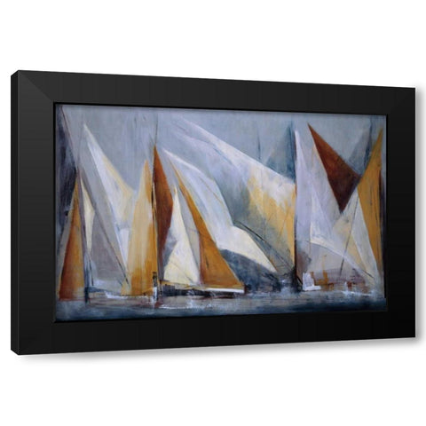 Ocean Regatta Black Modern Wood Framed Art Print with Double Matting by Torres, Maria Antonia