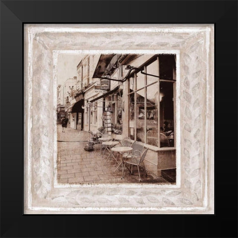 Street Cafe Black Modern Wood Framed Art Print by Tarras, Teo