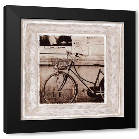 Bicycle in Florence Black Modern Wood Framed Art Print by Tarras, Teo