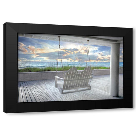 Swing At The Beach Black Modern Wood Framed Art Print by Celebrate Life Gallery