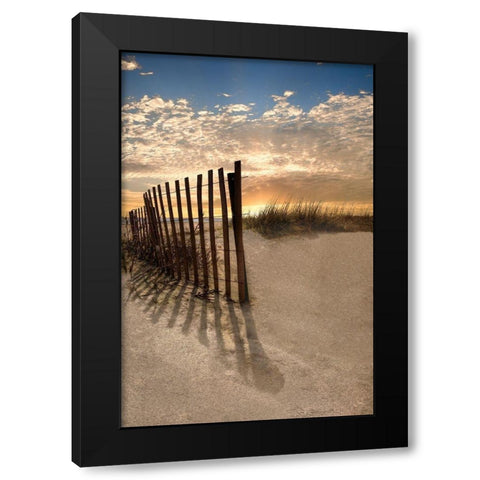 Dune Fence at Sunrise Black Modern Wood Framed Art Print with Double Matting by Celebrate Life Gallery