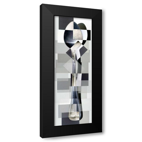 Spoon Black Modern Wood Framed Art Print with Double Matting by Ventosa, Pep