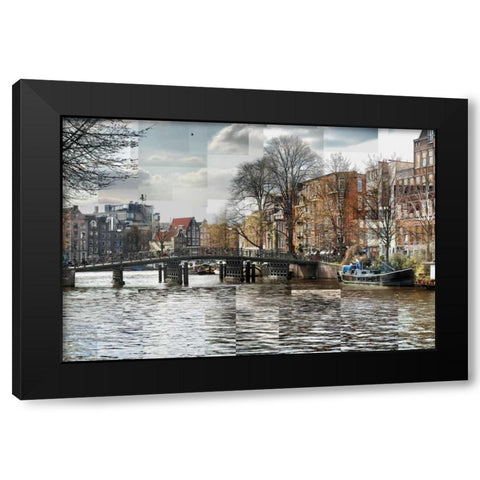 Zwanenburgwal Canal Black Modern Wood Framed Art Print with Double Matting by Ventosa, Pep