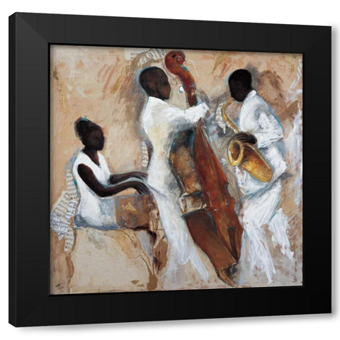 Night of Blues Black Modern Wood Framed Art Print by Vila, Tat