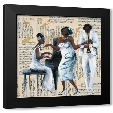 Blue Moon Black Modern Wood Framed Art Print with Double Matting by Vila, Tat