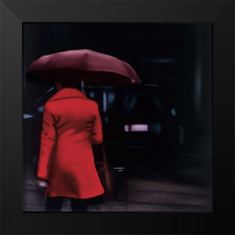 Lady in Red Black Modern Wood Framed Art Print by Visa, Xavier