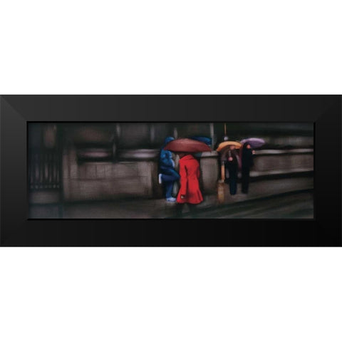 Down On The Street Black Modern Wood Framed Art Print by Visa, Xavier