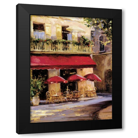 Three Red Umbrellas Black Modern Wood Framed Art Print with Double Matting by Wicks, Keith