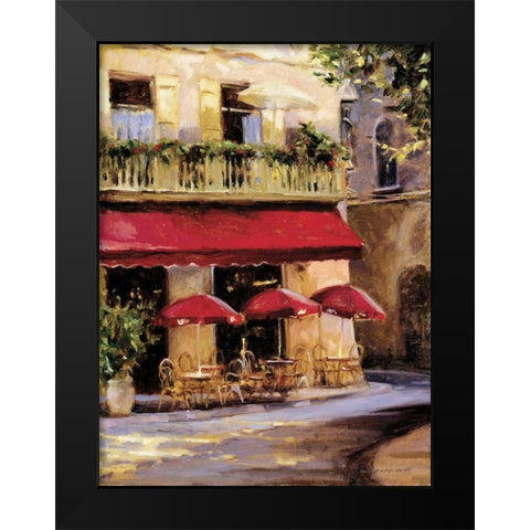 Three Red Umbrellas Black Modern Wood Framed Art Print by Wicks, Keith