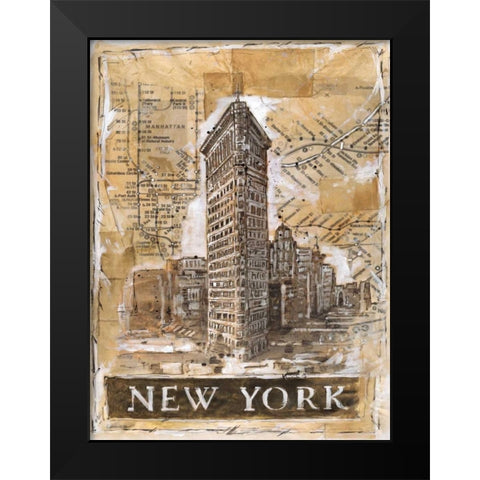 New York Black Modern Wood Framed Art Print by Wiley, Marta G.