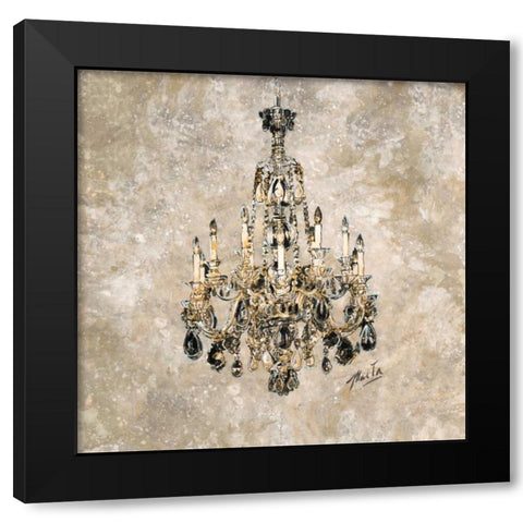 Champagne Chandelier Black Modern Wood Framed Art Print by Wiley, Marta G.