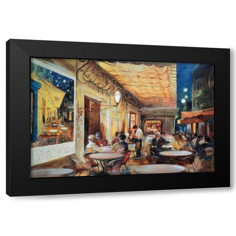 Cafe Van Gogh Black Modern Wood Framed Art Print by Zielinska, Maria