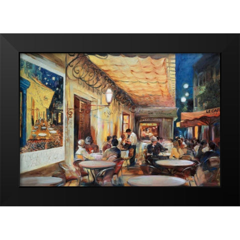 Cafe Van Gogh Black Modern Wood Framed Art Print by Zielinska, Maria