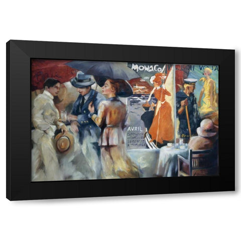 Cafe Bon Voyage Black Modern Wood Framed Art Print with Double Matting by Zielinska, Maria