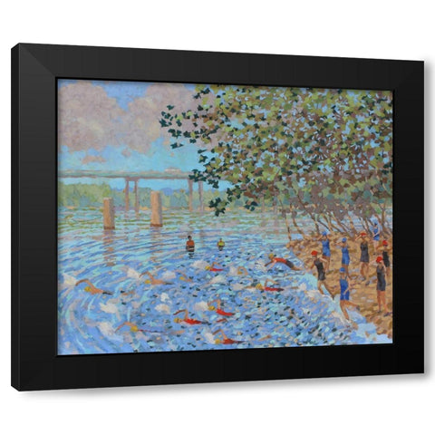 Sports Suite Terra Swimmers Black Modern Wood Framed Art Print with Double Matting by Bajility, Andra